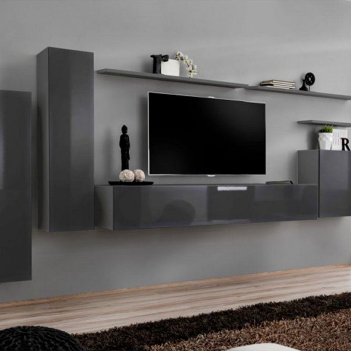Paris Prix Meuble TV Mural Design  Switch I  330cm Gris