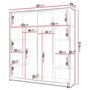 Voir la diapositive 4 : BEST MOBILIER Kimi - armoire - 4 portes - led et miroirs inclus - 251x215 cm