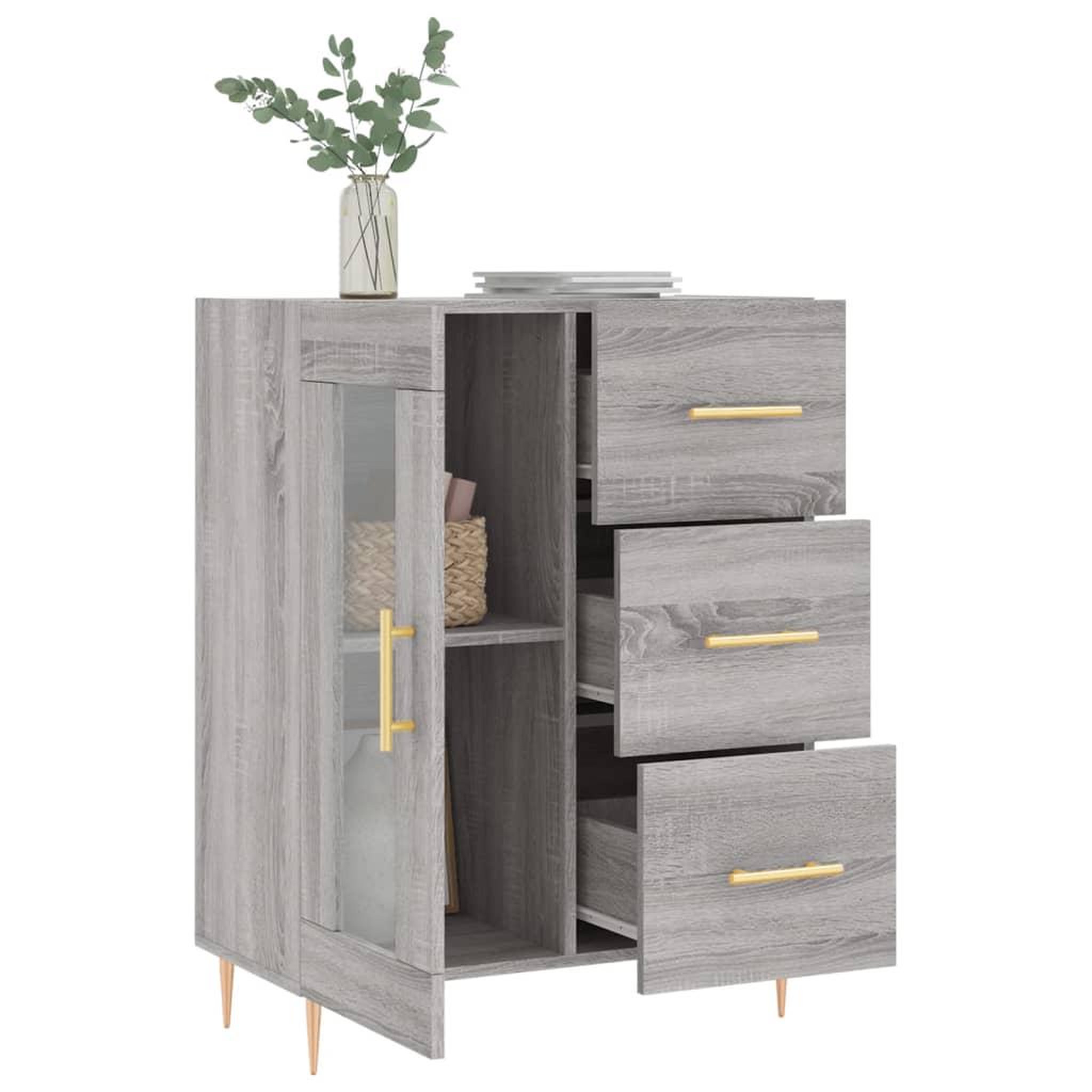 Voir la diapositive 4 : VIDAXL Buffet sonoma gris 69,5x34x90 cm bois d'ingenierie