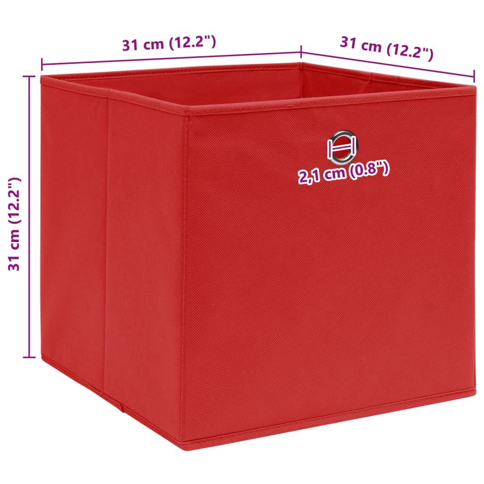 Voir la diapositive 6 : VIDAXL Boîtes de rangement 10 pcs Rouge 32x32x32 cm Tissu