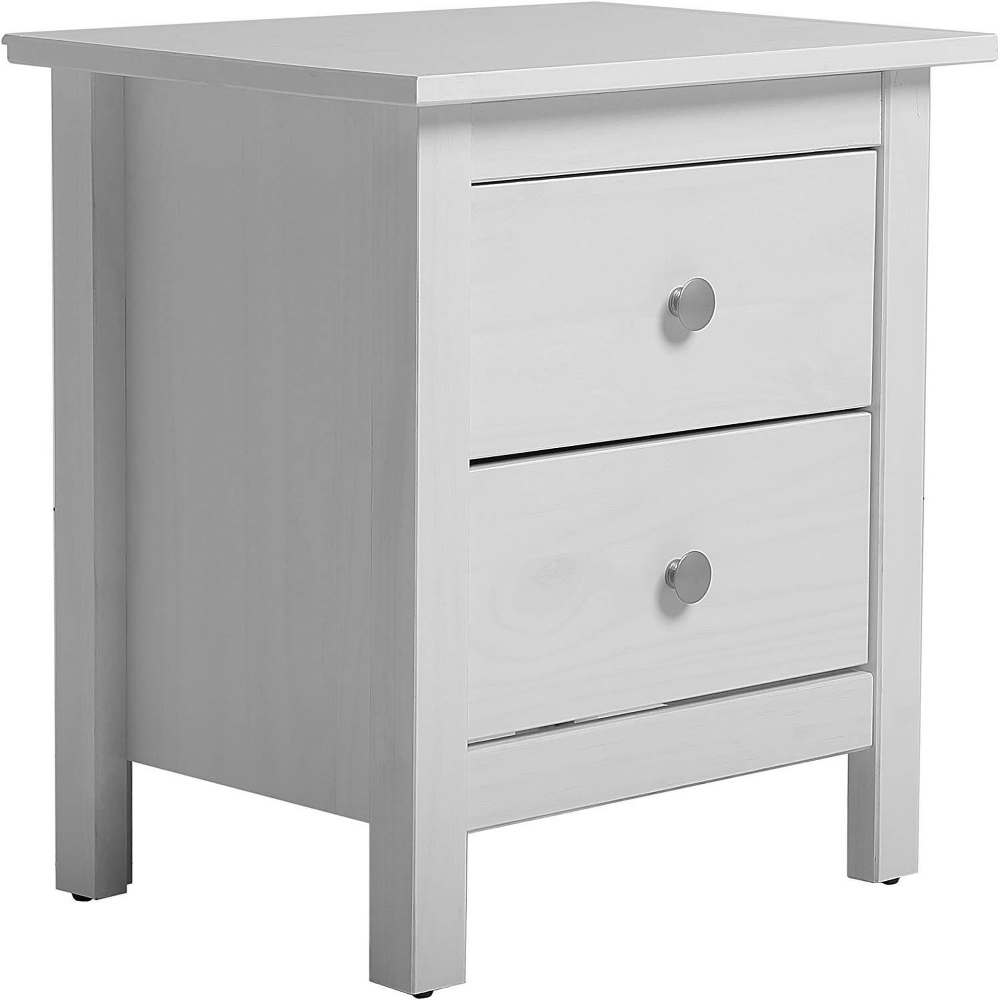Voir la diapositive 1 : VS VENTA-STOCK Table Chevet 2 tiroirs Betty Blanc, Fabriqué en Bois de pin Massif