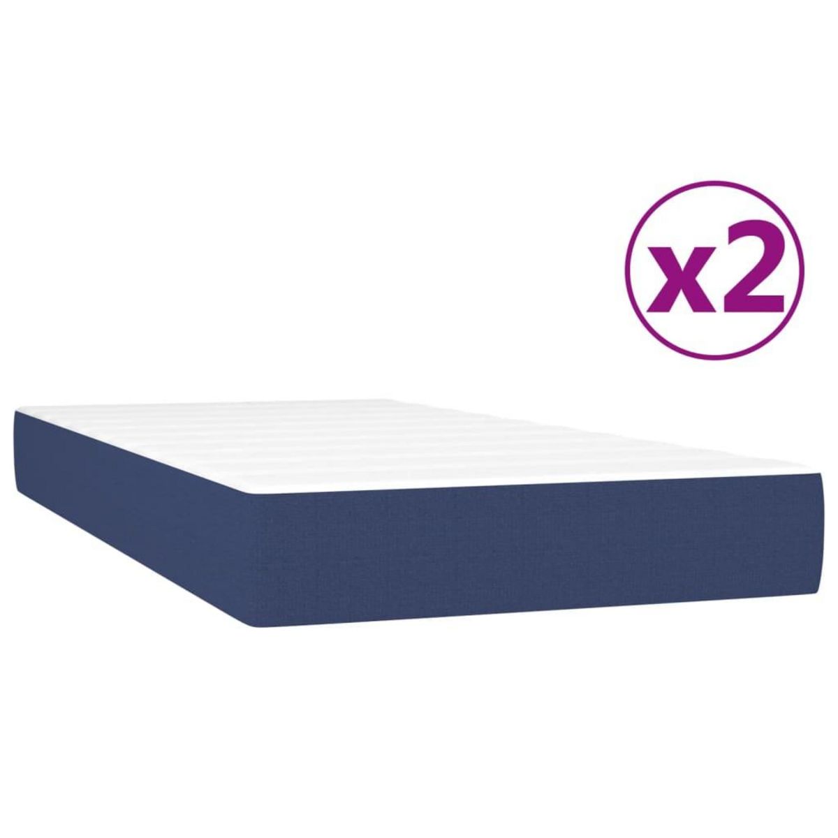 VIDAXL Sommier a lattes de lit avec matelas Bleu 200x200 cm Tissu