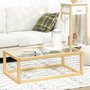 Voir la diapositive 4 : HOMCOM Table basse design contemporain plateau verre trempé structure piètement bois d'hévéa