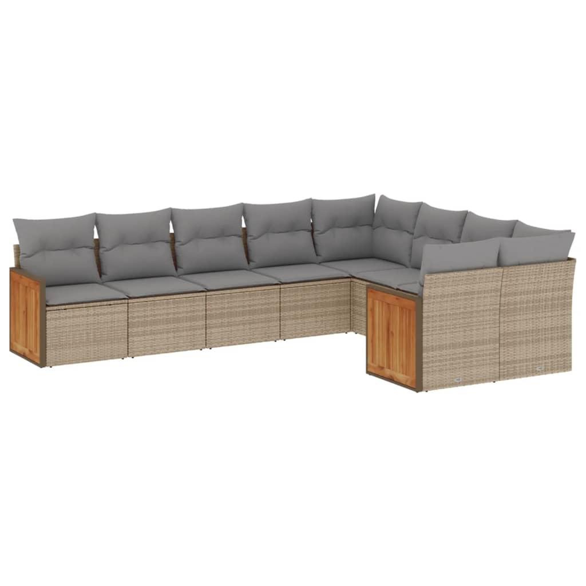 Voir la diapositive 2 : VIDAXL Salon de jardin avec coussins 9 pcs beige resine tressee