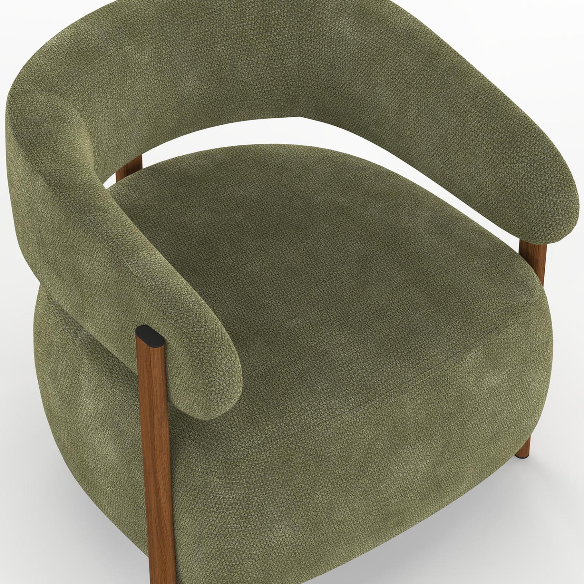 Voir la diapositive 6 : ID MARKET Fauteuil albert tissu chenille vert et pieds effet noyer