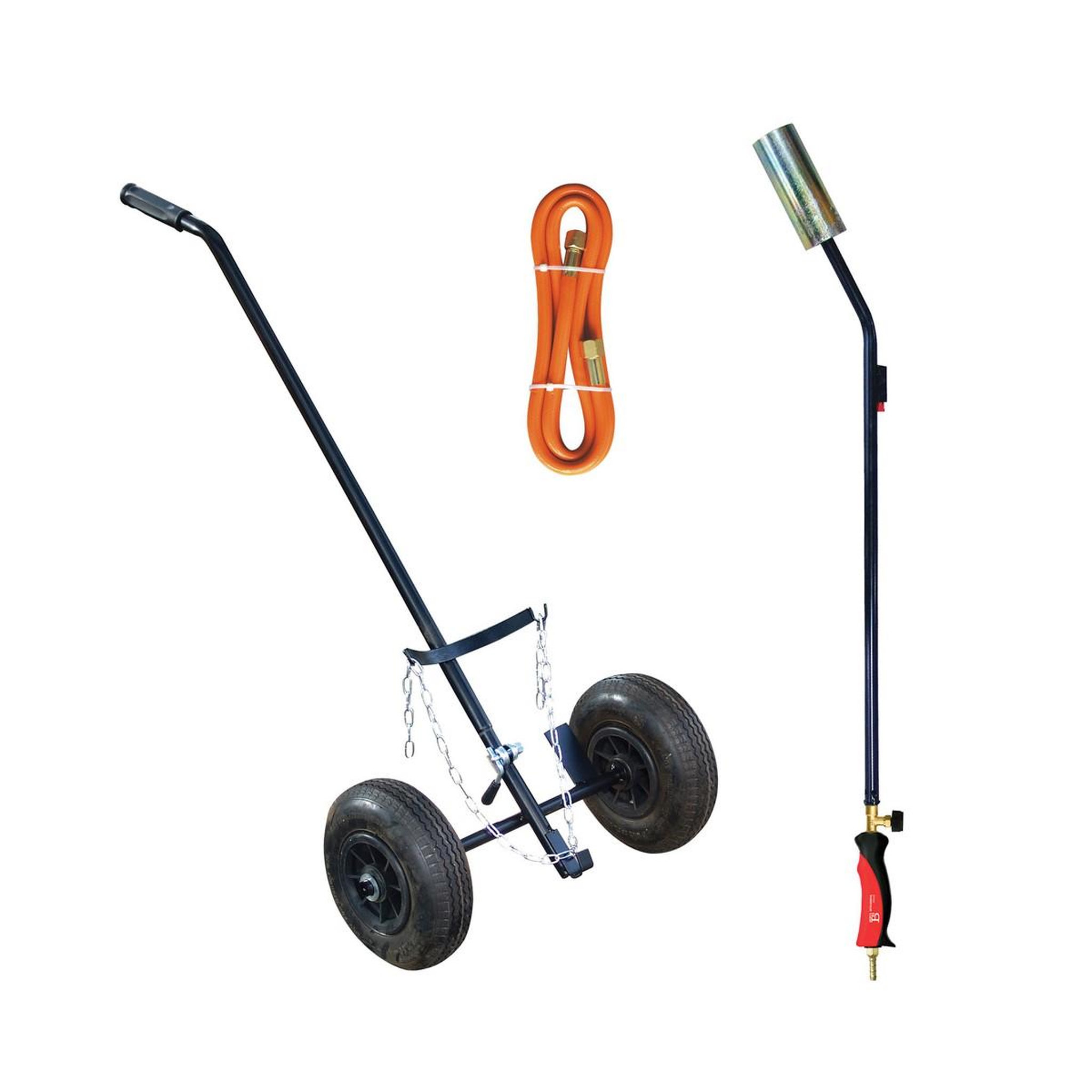 Voir la diapositive 6 : INTEC Desherbeur thermique à gaz 19.5kw chalumeau gaz bruleur 50mm + tuyau 5 m + chariot trolley à roues allumage piezo project