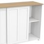 Voir la diapositive 6 : ID MARKET Buffet 100 cm JANGO 2 portes coulissantes blanc et plateau bois