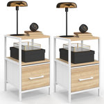ID MARKET Lot de 2 tables de chevet UTAH 1 tiroir et 1 niche bois et blanc