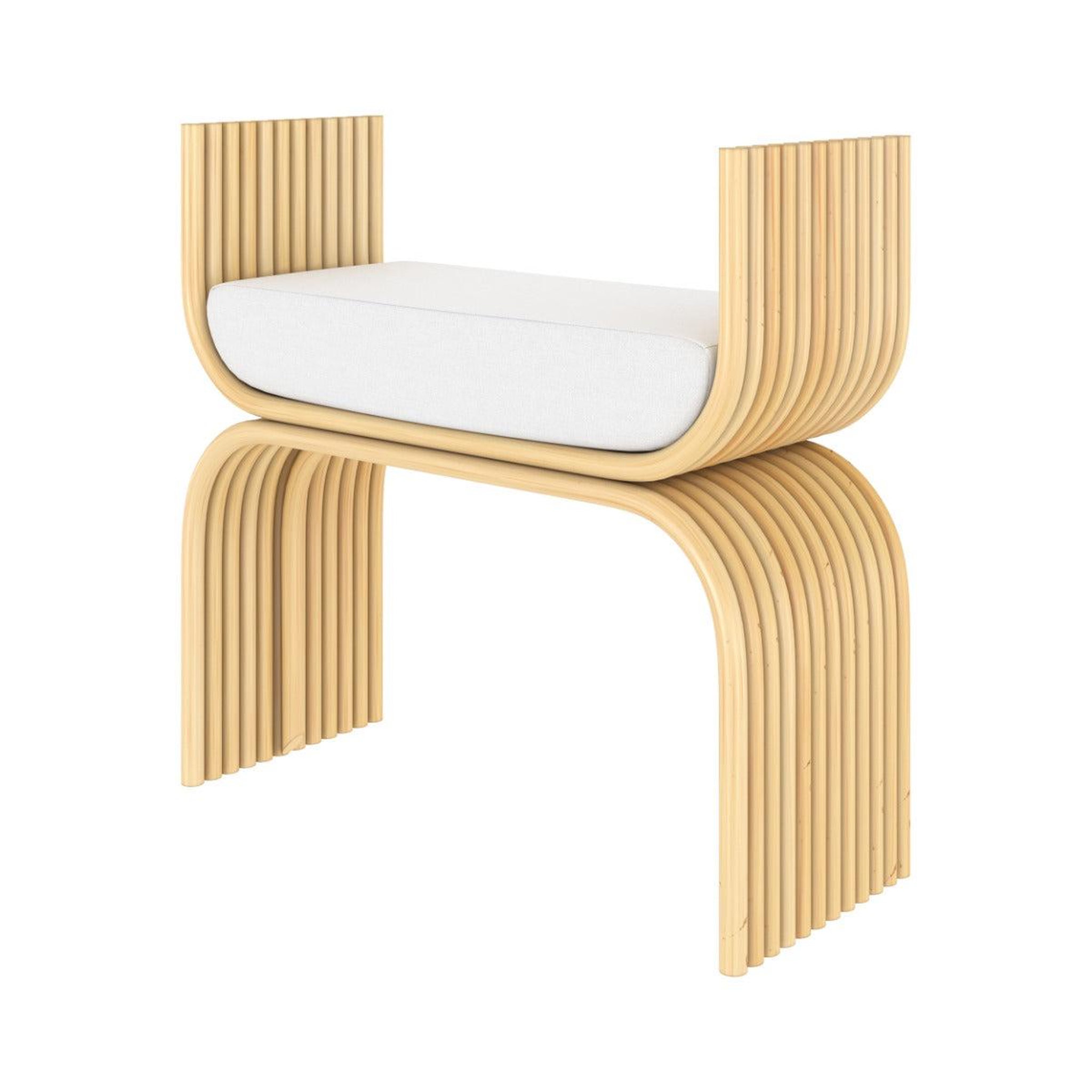 MAISON PAVANE Tabouret en rotin et coussin blanc-réane