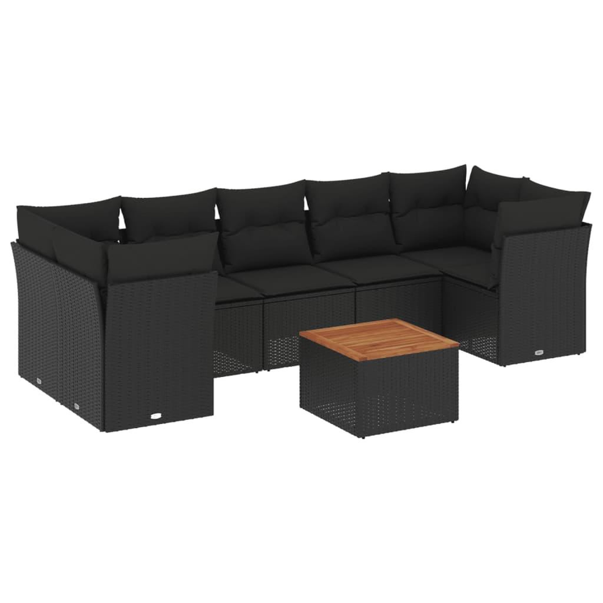 Voir la diapositive 2 : VIDAXL Salon de jardin 8 pcs avec coussins noir resine tressee
