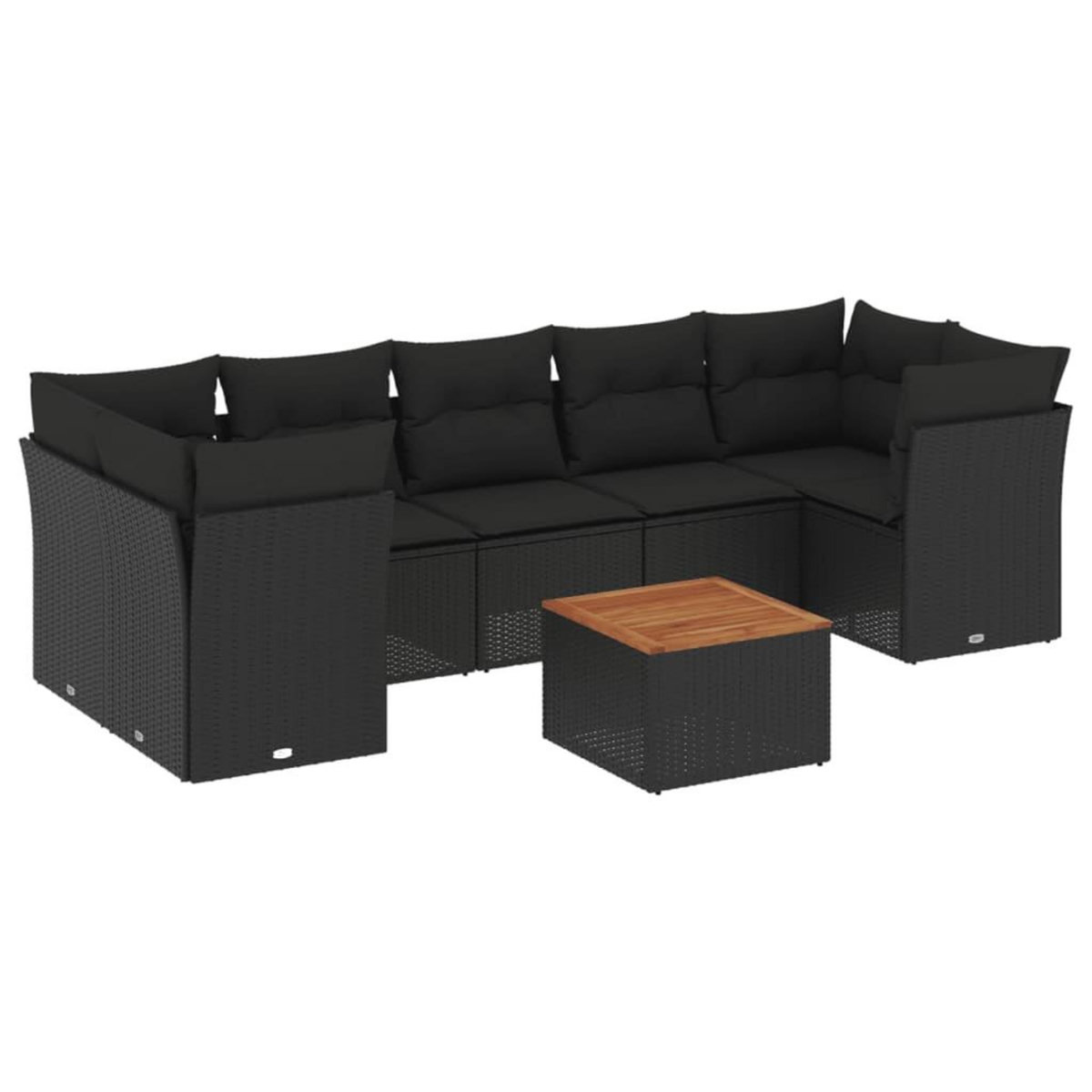 VIDAXL Salon de jardin 8 pcs avec coussins noir resine tressee