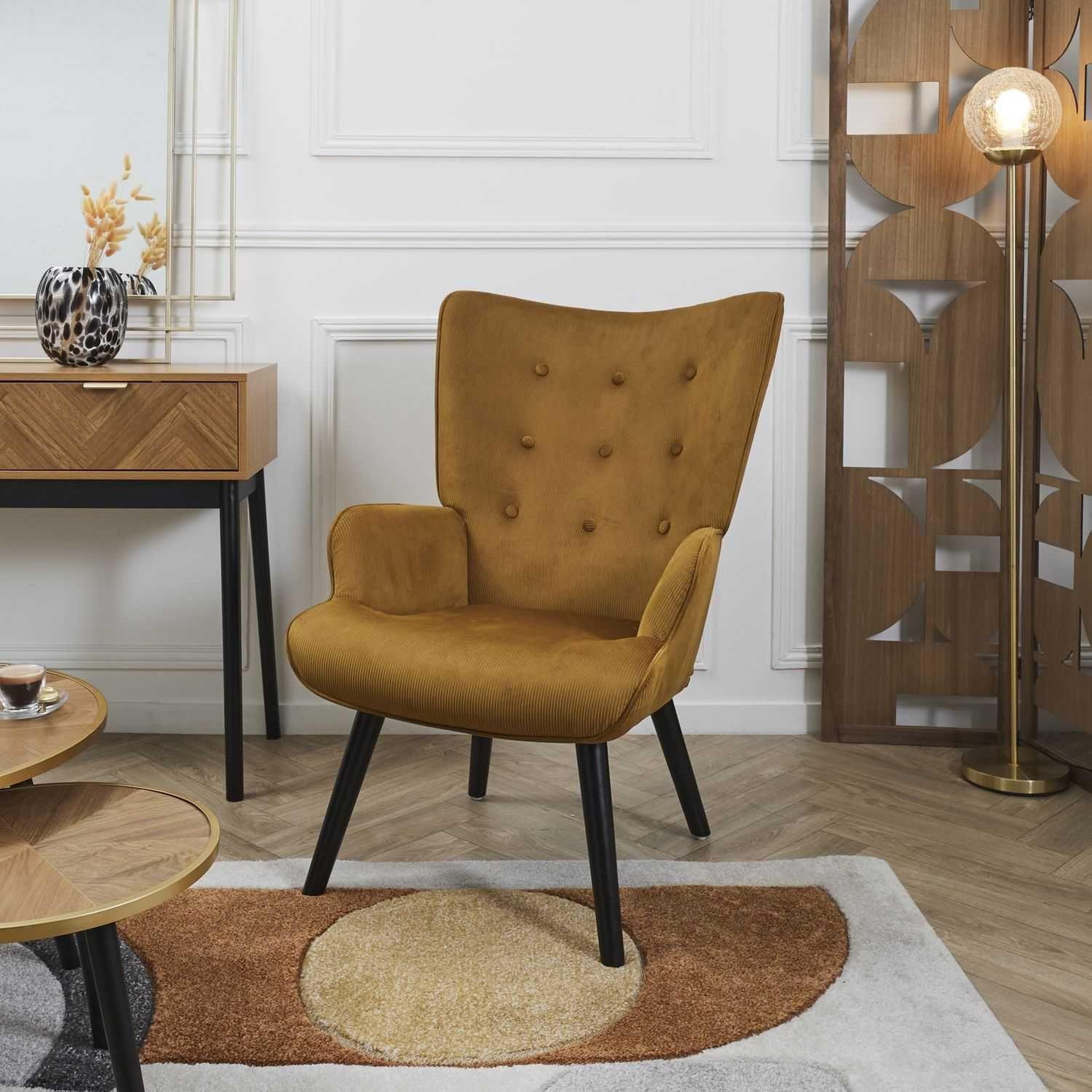 Voir la diapositive 2 : The Home Deco Factory Fauteuil de salon en velours côtelé Giulia