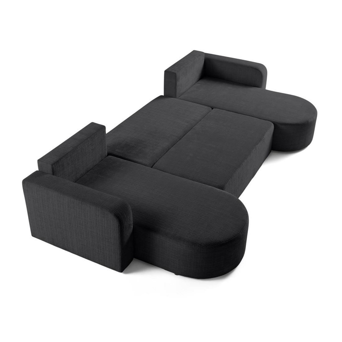 BEST MOBILIER Miro - canapé panoramique en u 7 places - convertible avec coffre - en velours texturé