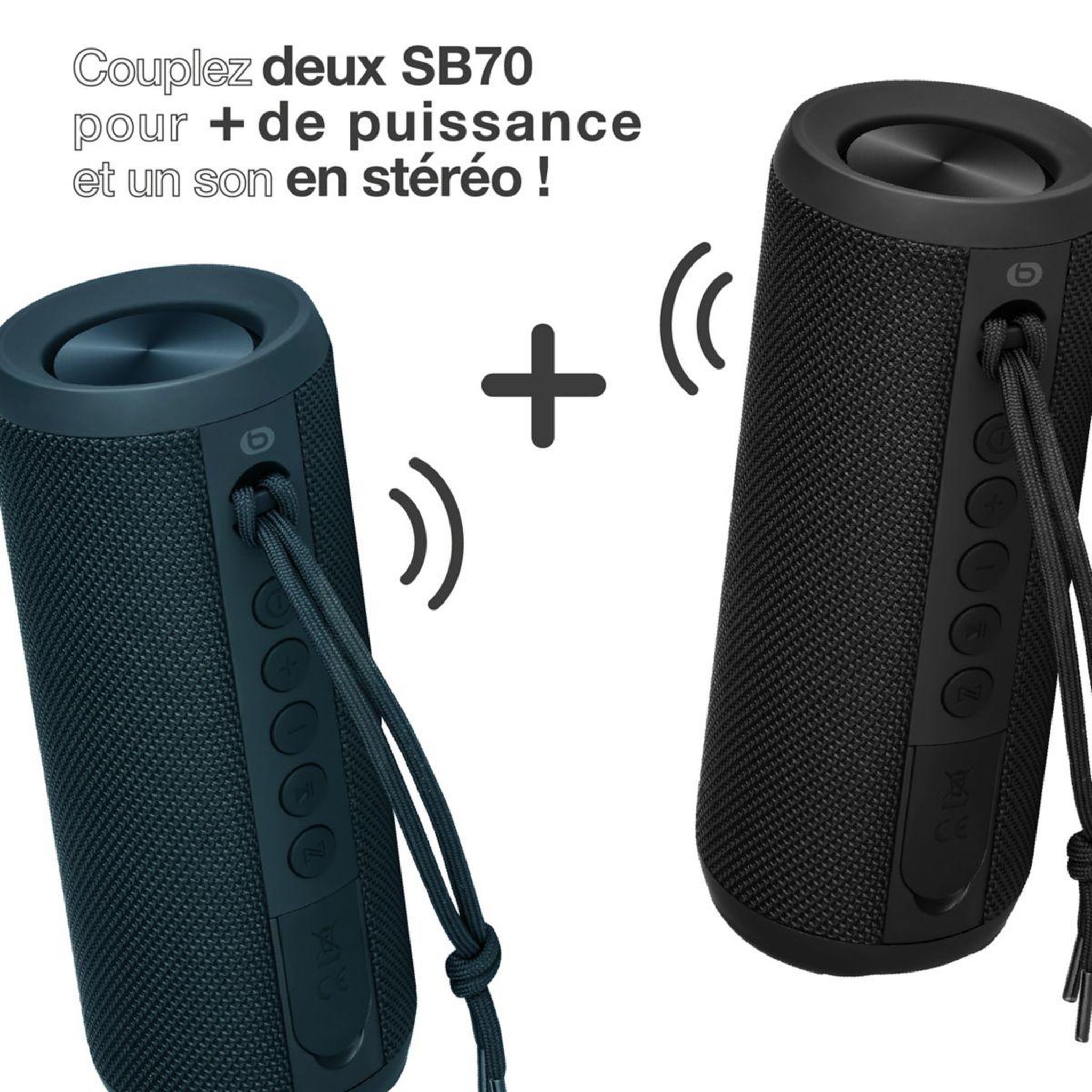 Voir la diapositive 3 : ESSENTIEL B Enceinte portable SB70 ECODESIGN Crème USB-C