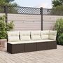 Voir la diapositive 3 : VIDAXL Canape de jardin avec coussins 4 places marron resine tressee