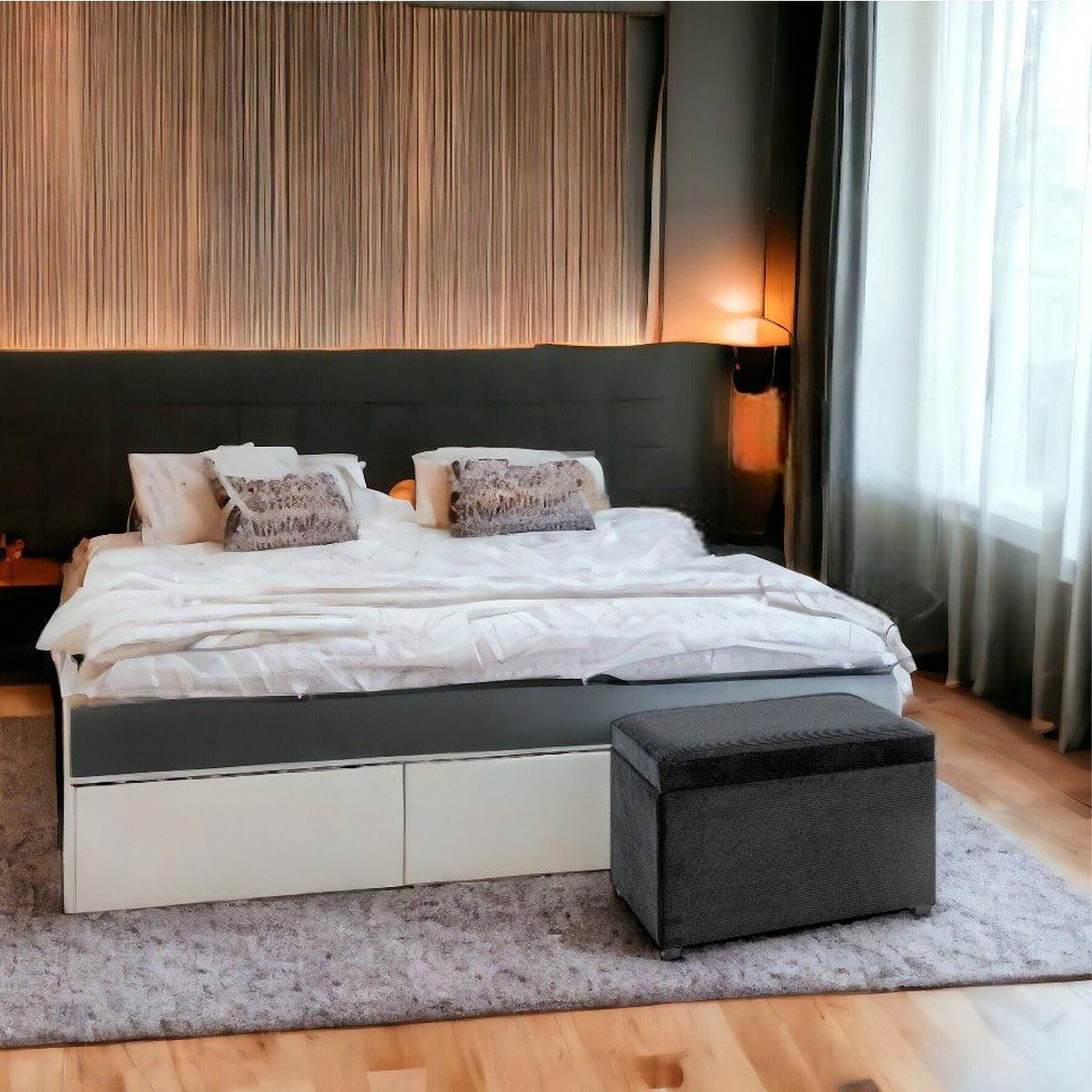 Voir la diapositive 6 : Paris Prix Banc coffre de rangement côtelé  timmy  58cm noir