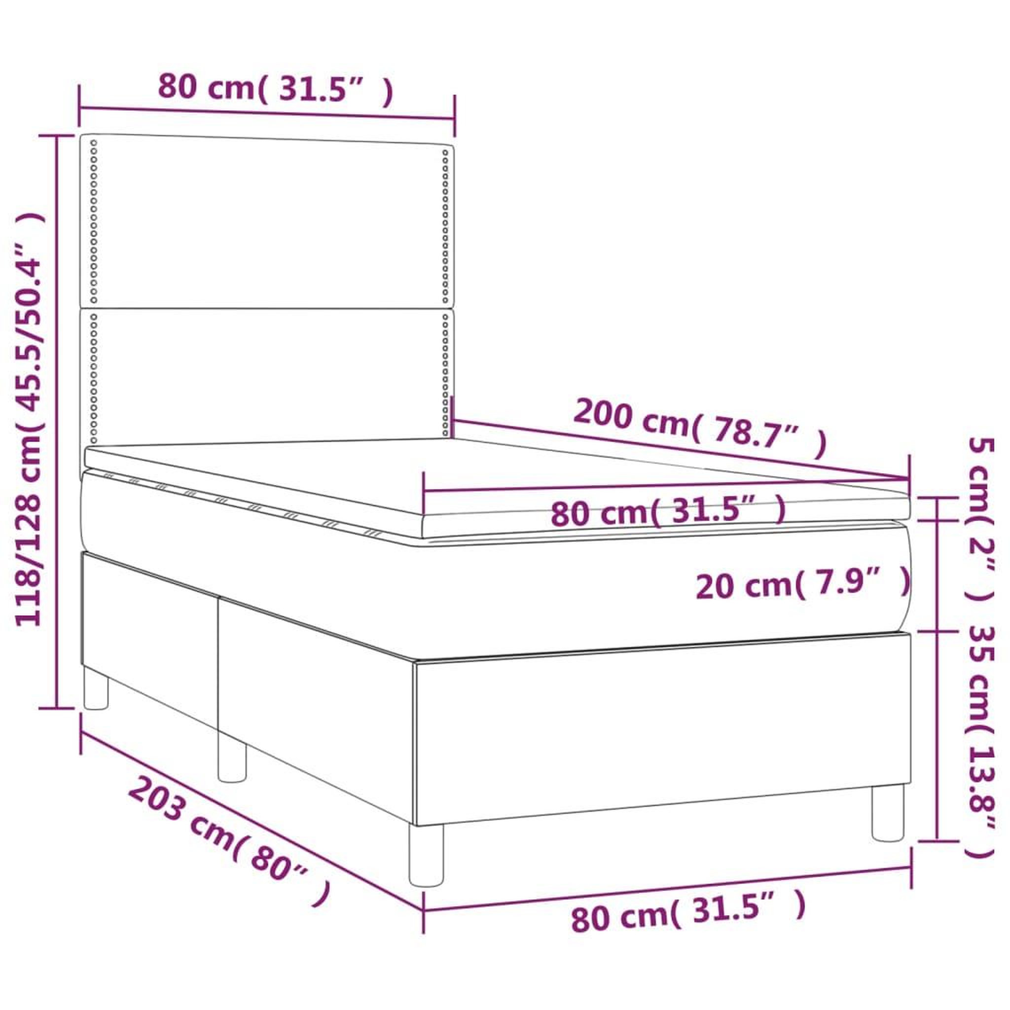 Voir la diapositive 6 : VIDAXL Sommier a lattes de lit avec matelas Creme 80x200 cm Tissu