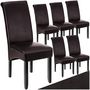 Voir la diapositive 1 : tectake Chaise de salle à manger avec revêtement en cuir synthétique marron Lot de 6