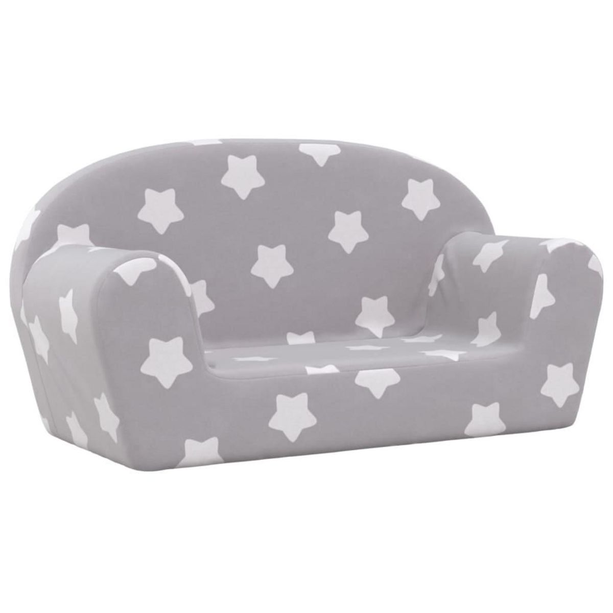 VIDAXL Canape enfants 2 places gris clair avec etoiles peluche douce