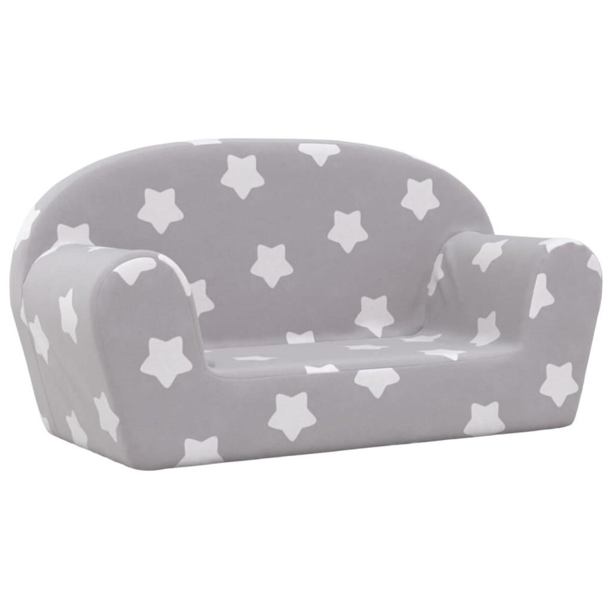 VIDAXL Canape enfants 2 places gris clair avec etoiles peluche douce