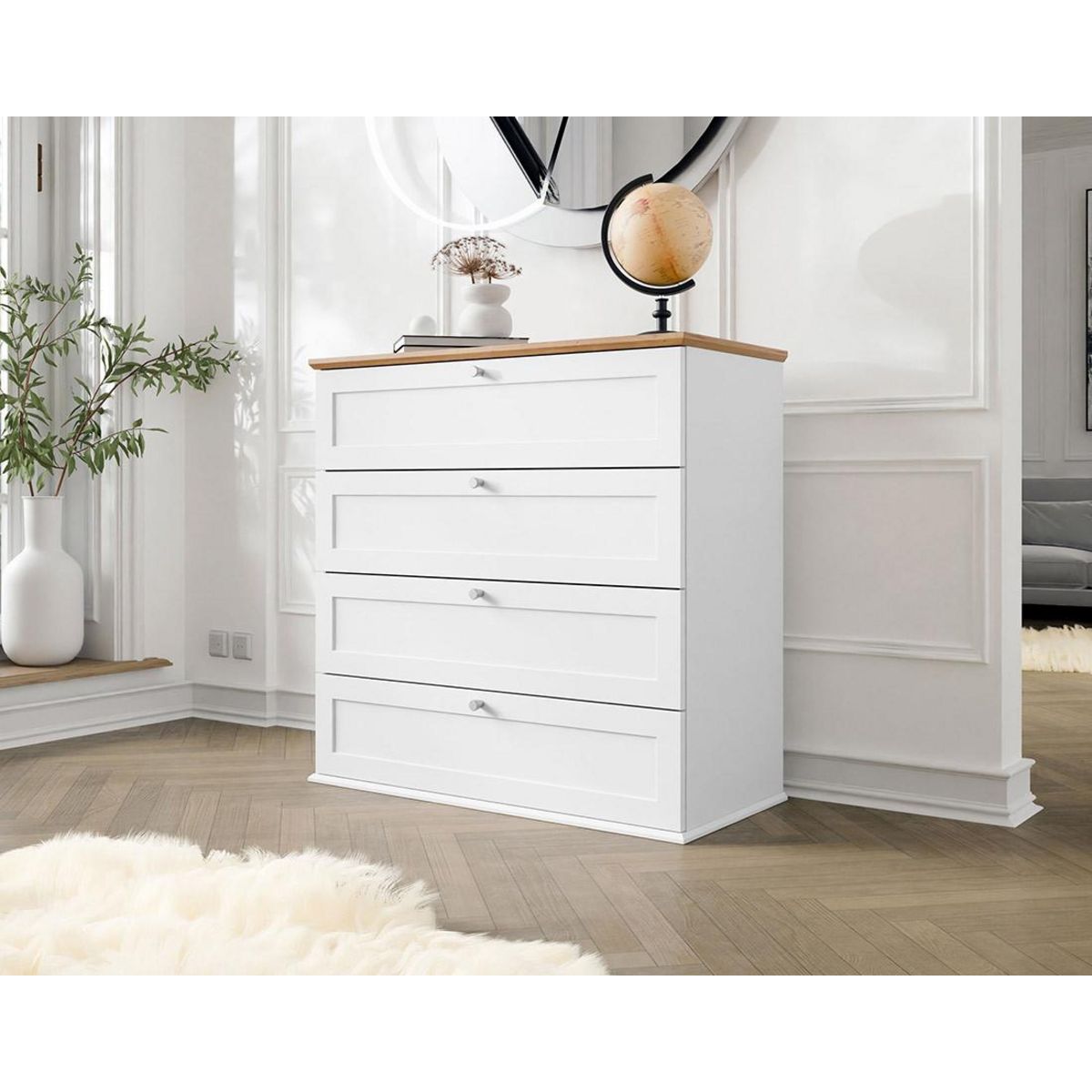 BEST MOBILIER Francesco - commode - effet bois et blanc - 92 cm