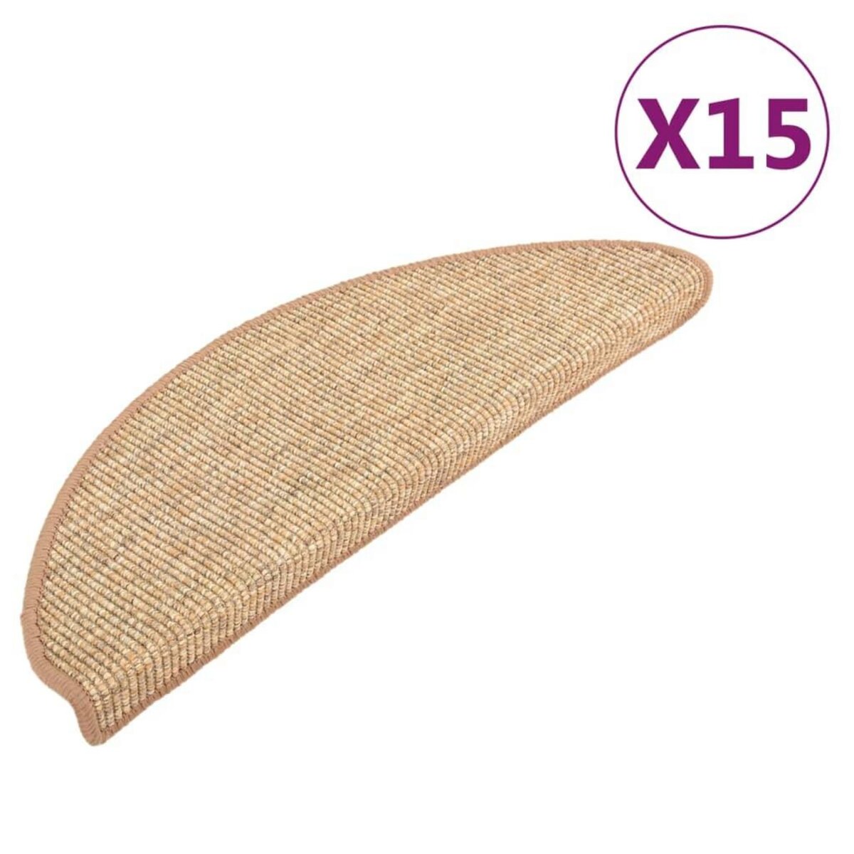 VIDAXL Tapis d'escalier auto-adhesifs 15 pcs Marron clair 65x21x4 cm