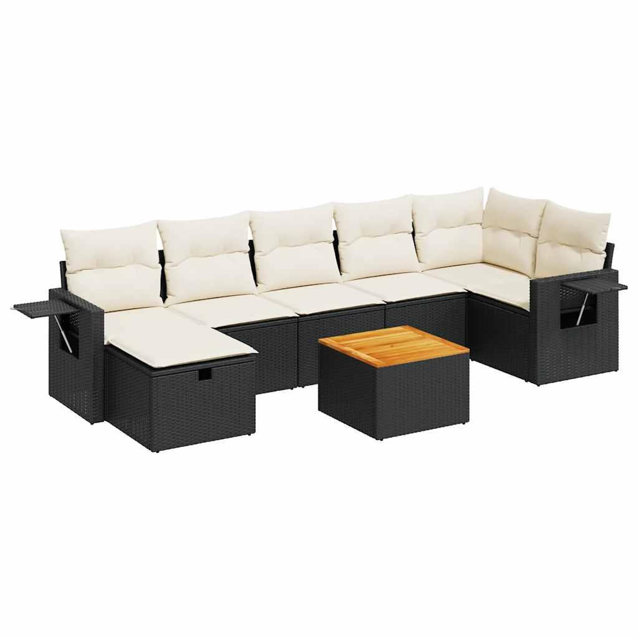 Voir la diapositive 2 : VIDAXL Salon de jardin 8 pcs avec coussins noir resine tressee