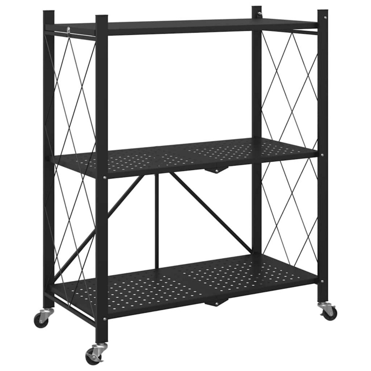 VIDAXL Etagere de rangement sur roulettes noir 71x34x88 cm acier