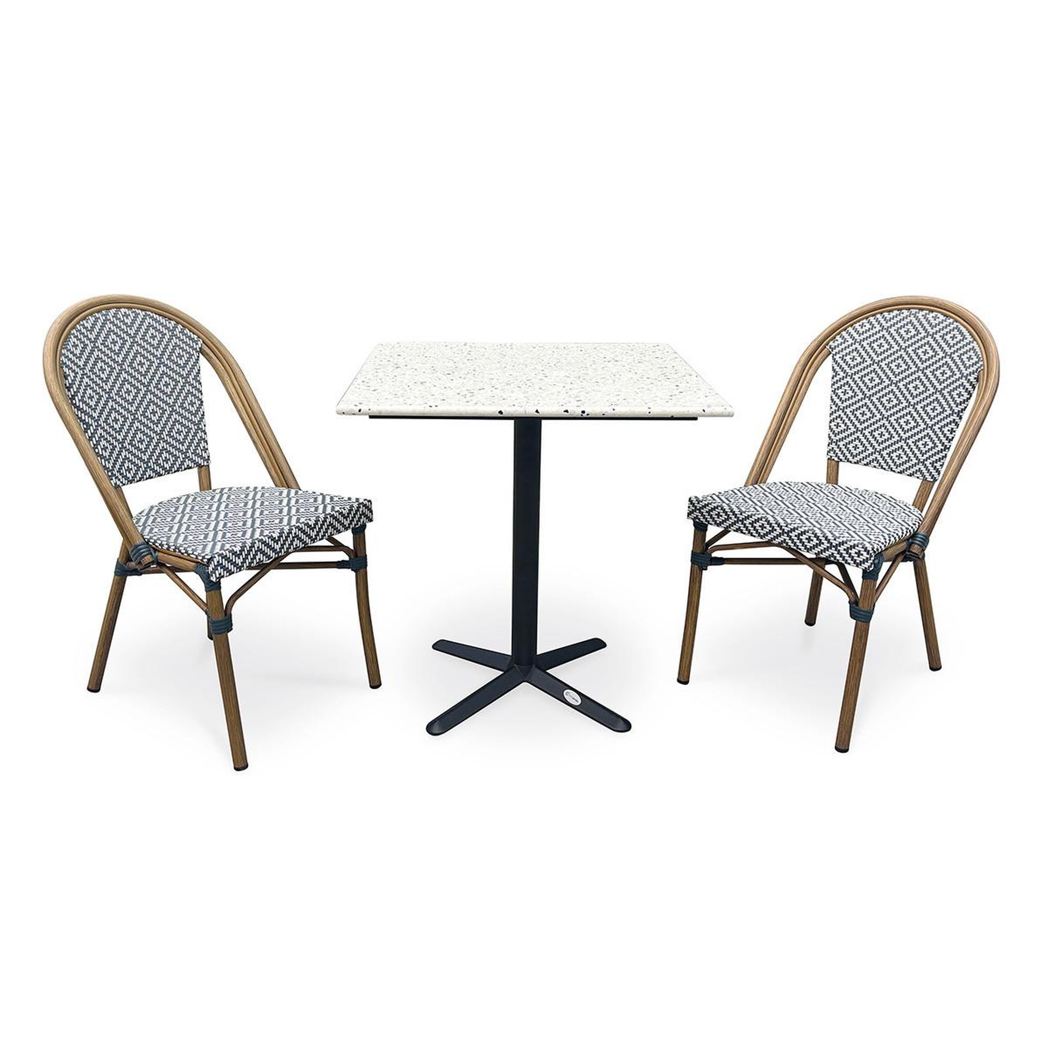 Paris Prix Ensemble table de jardin en terrazzo & 2 chaises  bistro  70cm bleu