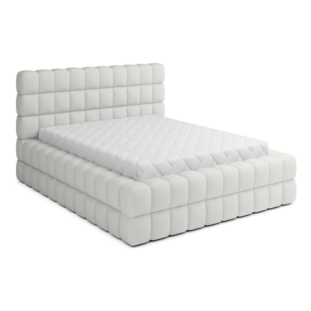 BEST MOBILIER Kingston - lit coffre - 160x200 - sommier inclus - en tissu bouclette
