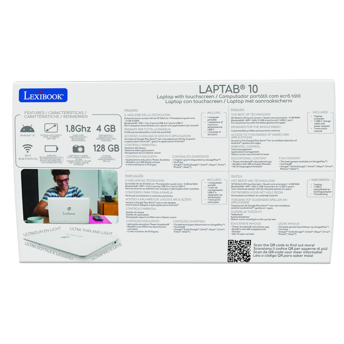 Lexibook LAPTAB 10 : Ordinateur Android Tactile 10  avec Contenu Éducatif et Contrôle Parental
