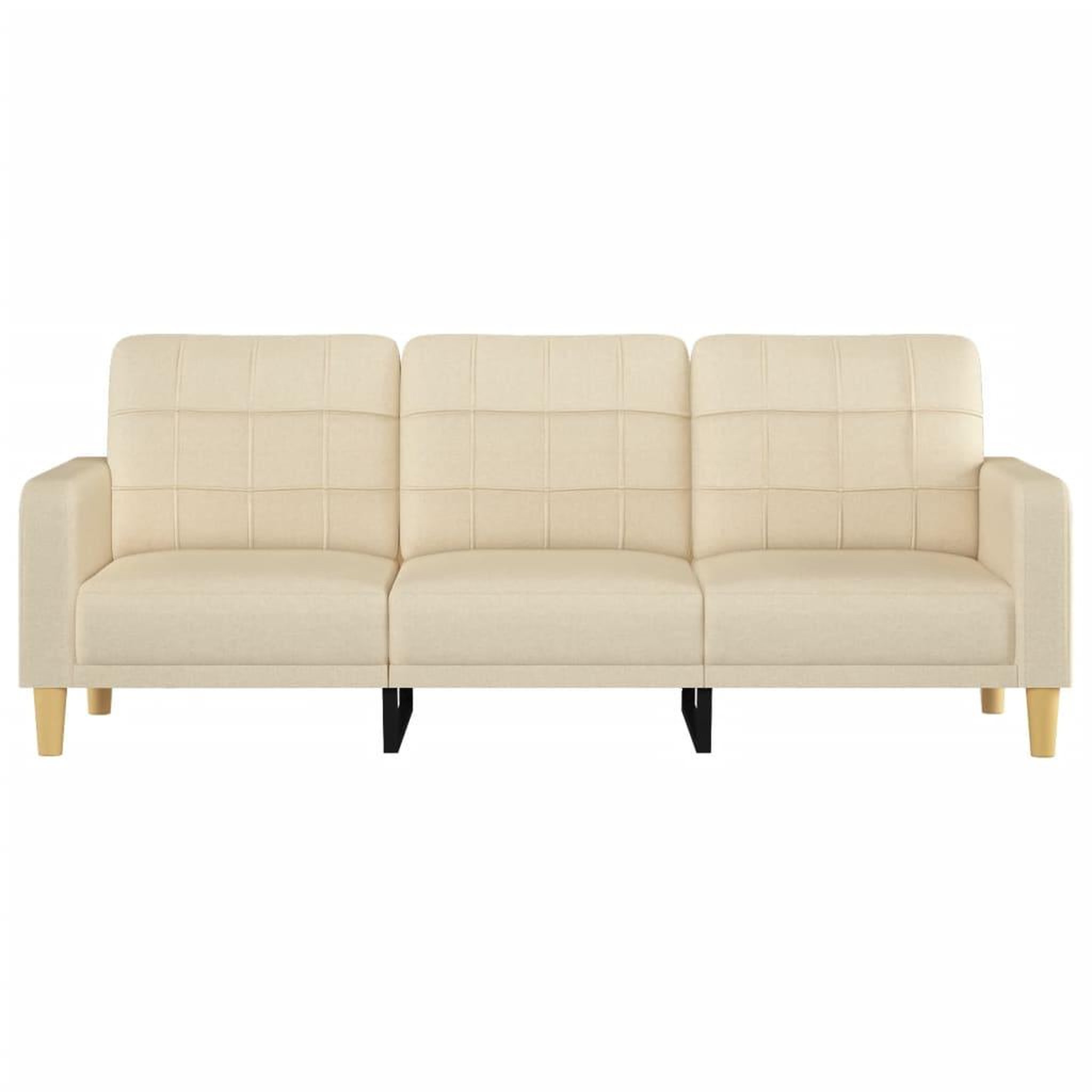 Voir la diapositive 3 : VIDAXL Canape a 3 places Creme 180 cm Tissu
