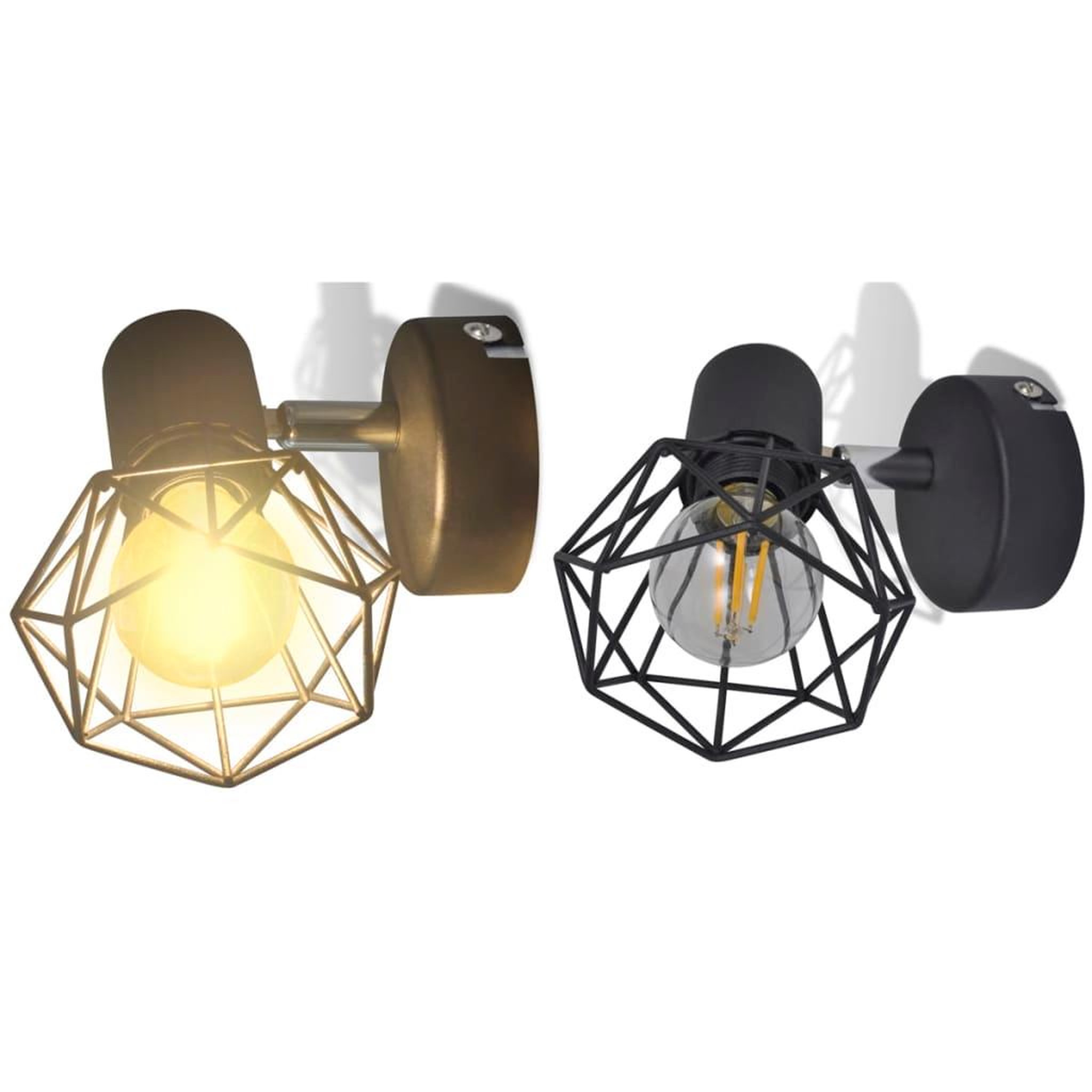 Voir la diapositive 3 : VIDAXL Applique murale 2 pcs style industriel noir avec ampoule LED