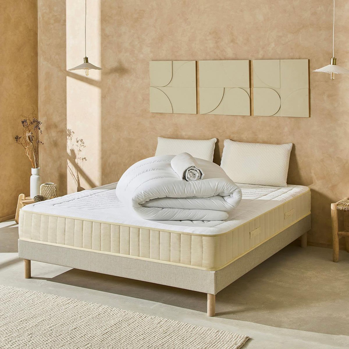 NUIT DE COTON NUIT DE COTON | Pack Prêt à dormir SYMPHONIE 2.0 | Matelas Mémoire de forme + Sommier + Accessoires