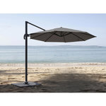 Jardiline Parasol rond en aluminium, coloris taupe et toile polyester avec pied en croix - Tobago - Ø 4 x 2,66 m - Jardiline