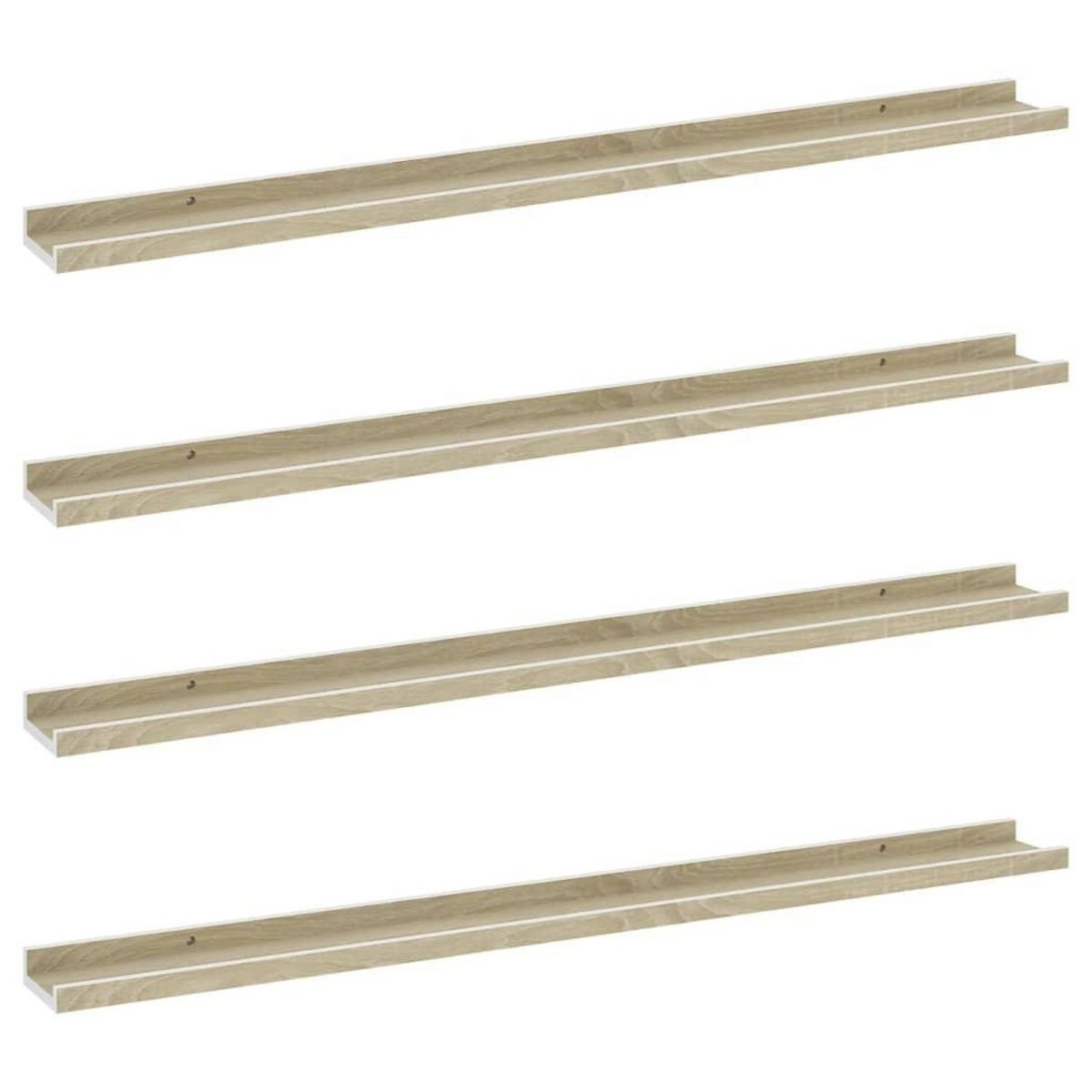 VIDAXL Etageres murales 4 pcs blanc et chene sonoma 100x9x3 cm