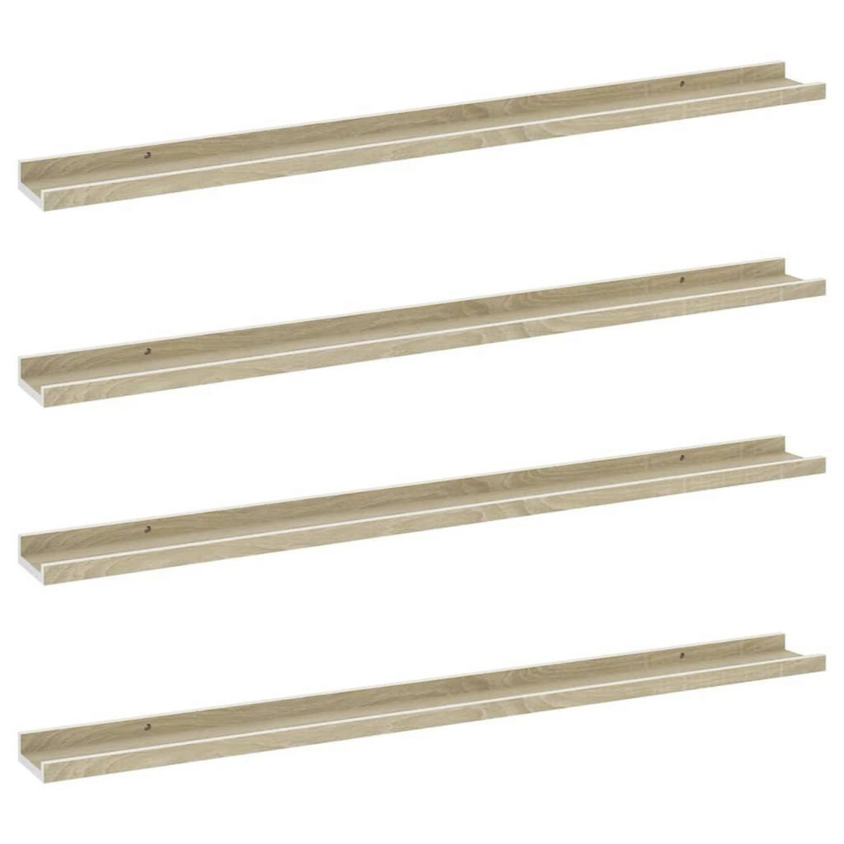 VIDAXL Etageres murales 4 pcs blanc et chene sonoma 100x9x3 cm