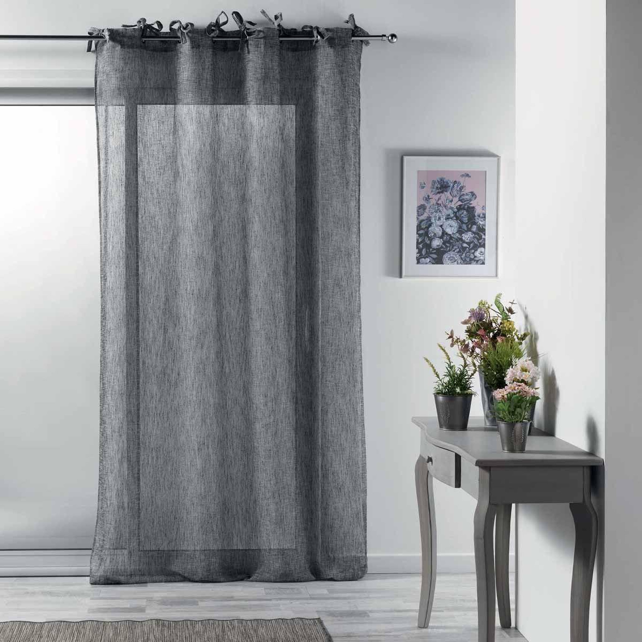 Voir la diapositive 2 : Douceur d'Intérieur Rideau voilage à nouettes  charlotte  140x240cm anthracite