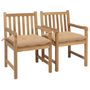 Voir la diapositive 1 : VIDAXL Chaises de jardin lot de 2 et coussins beige Bois teck massif
