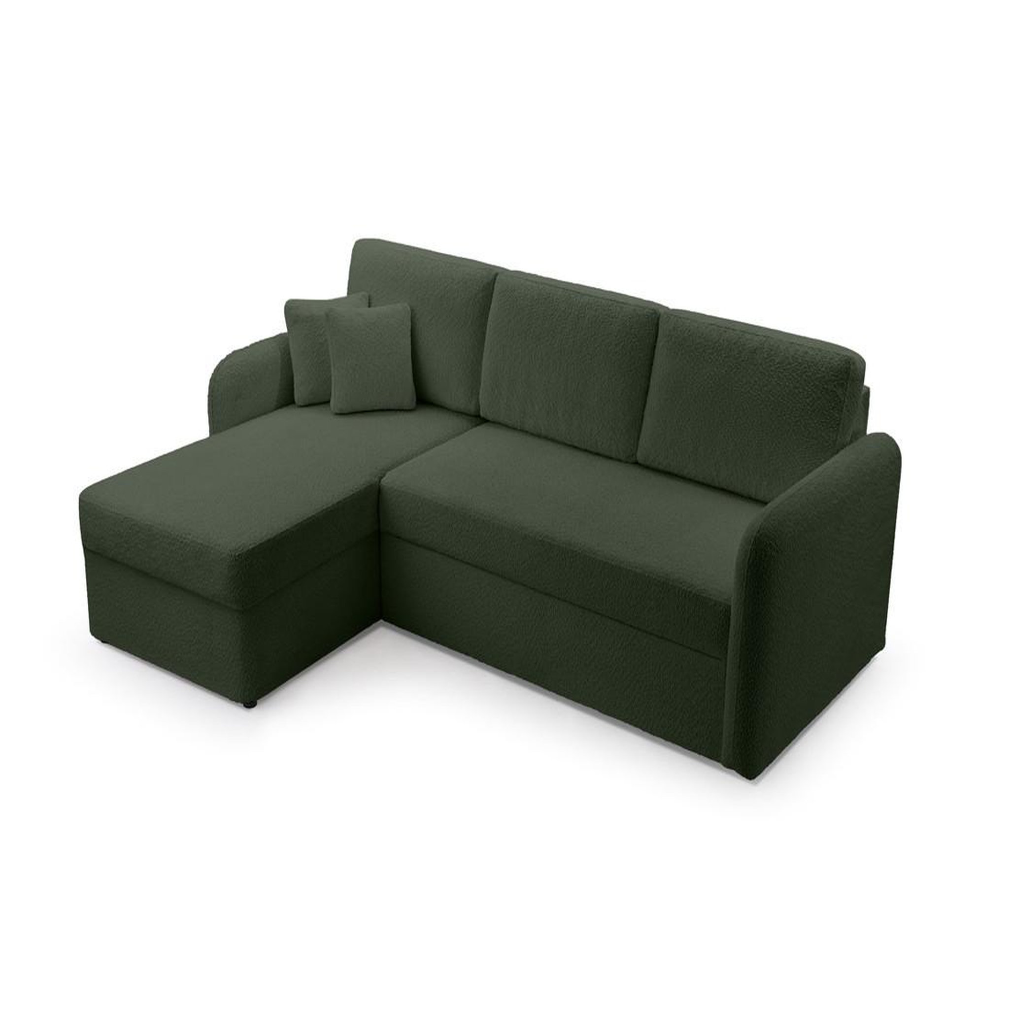 Voir la diapositive 2 : BEST MOBILIER Pocatello - canapé d'angle réversible 4 places - convertible avec coffre - en tissu bouclette