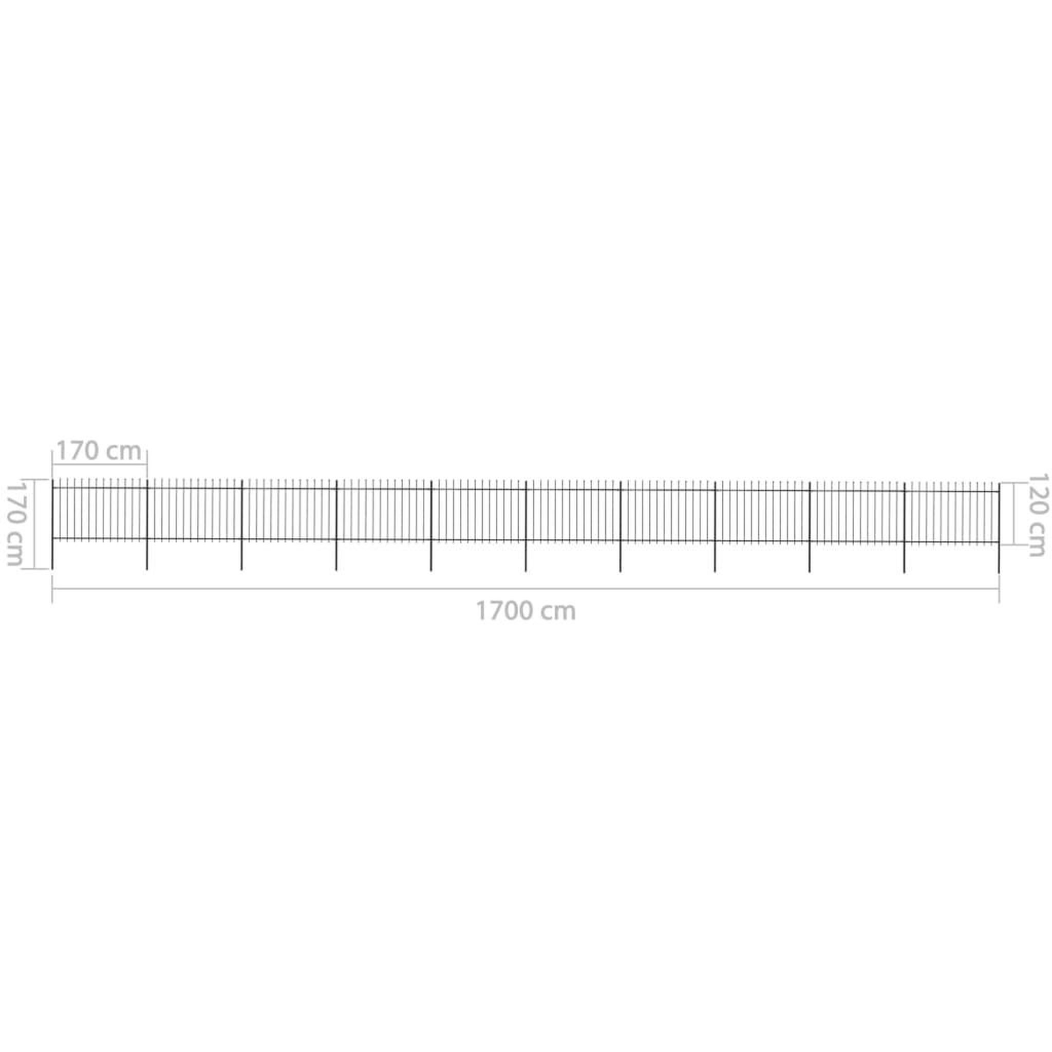 Voir la diapositive 6 : VIDAXL Cloture de jardin avec dessus en lance Acier 17 x 1,2 m Noir