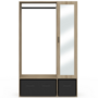 Voir la diapositive 3 : ID MARKET Dressing penderie BERENICE 105 x 40 x 172 cm hêtre avec étagères + boites de rangement noires + miroir