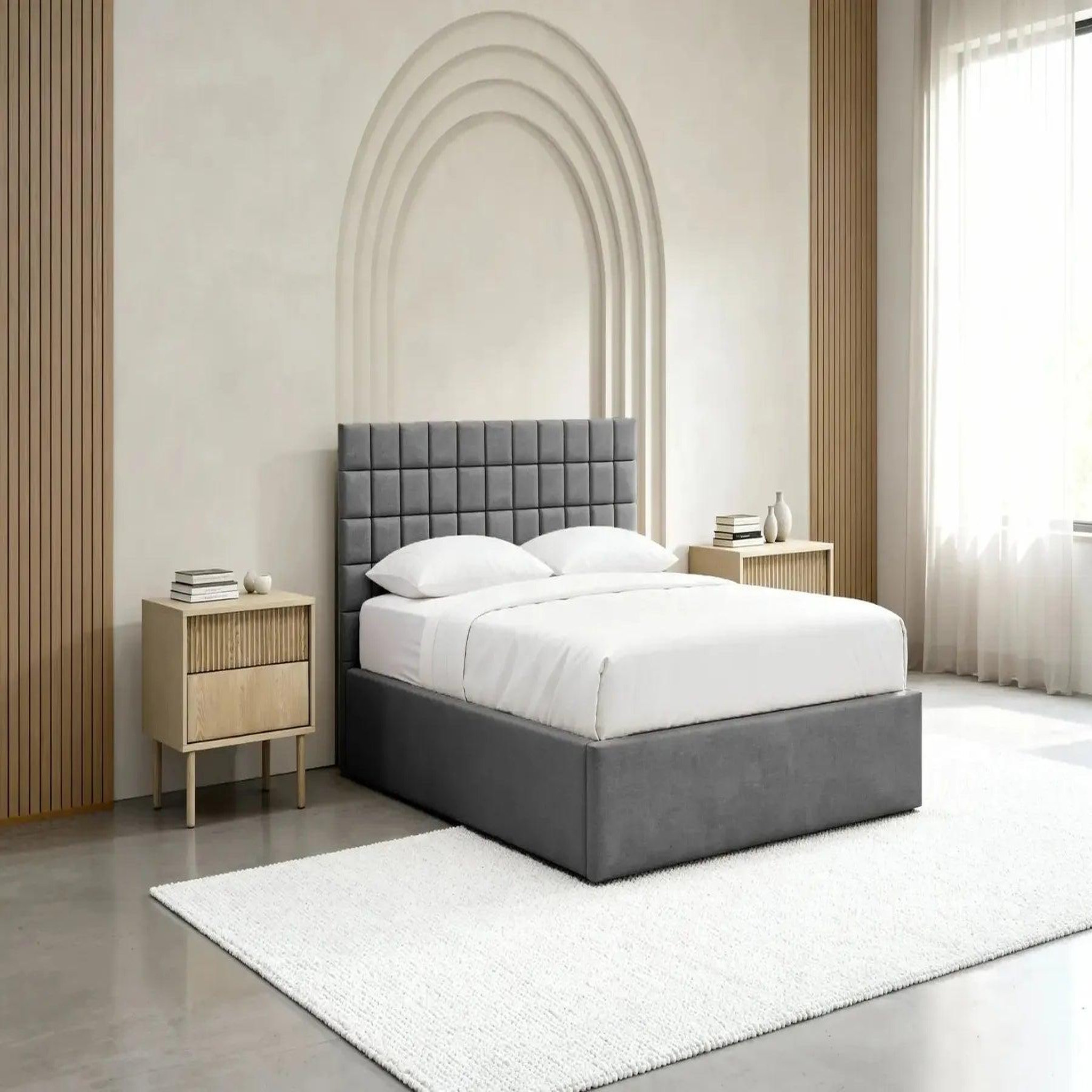 Voir la diapositive 4 : CASANOVA PARIS Thelma - lit coffre tissu velours gris foncé