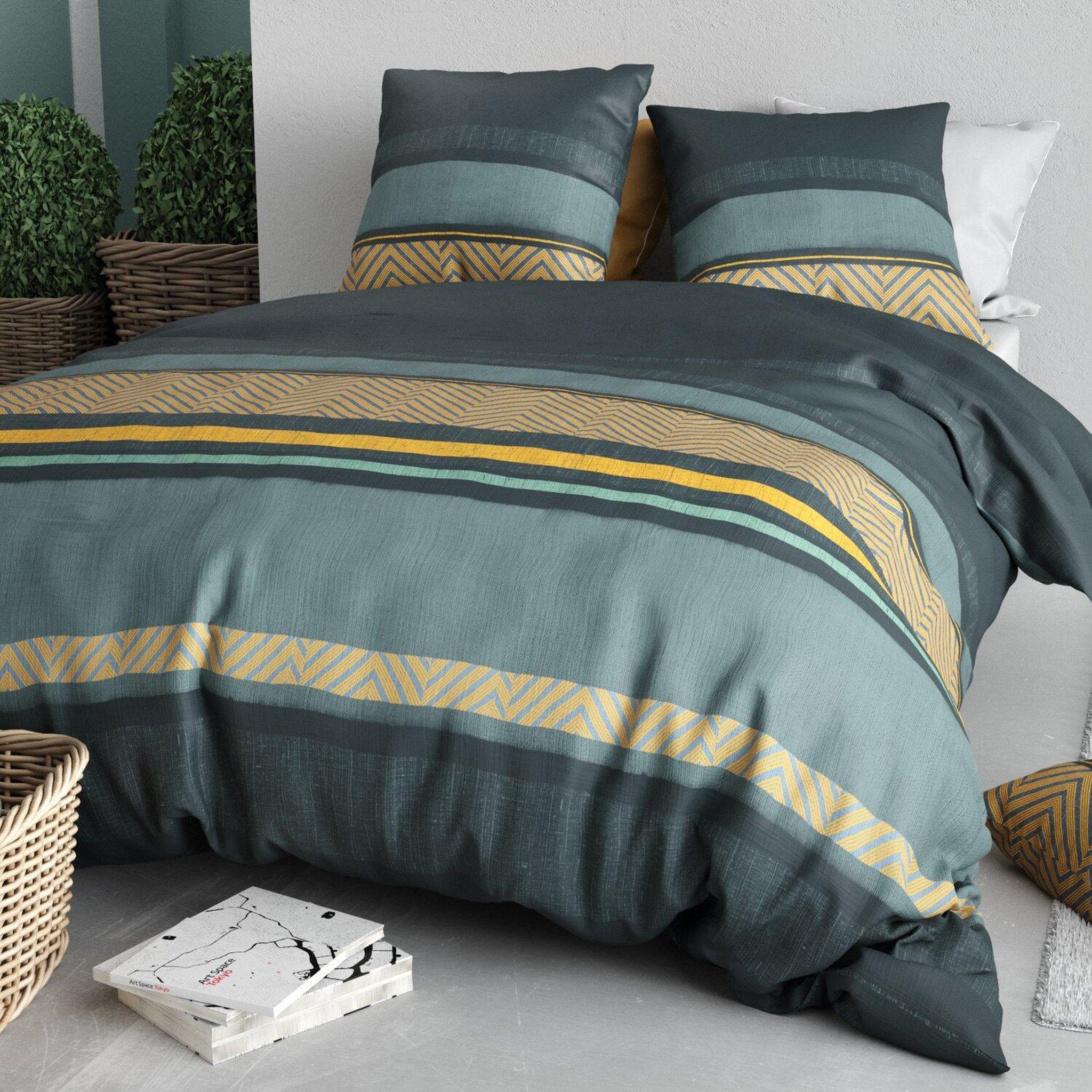 Voir la diapositive 2 : ATELIER DU COTON Parure Housse De Couette 100% Coton 57fils Astral