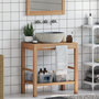 Voir la diapositive 3 : VIDAXL Armoire de toilette Teck solide et lavabo en pierre de riviere