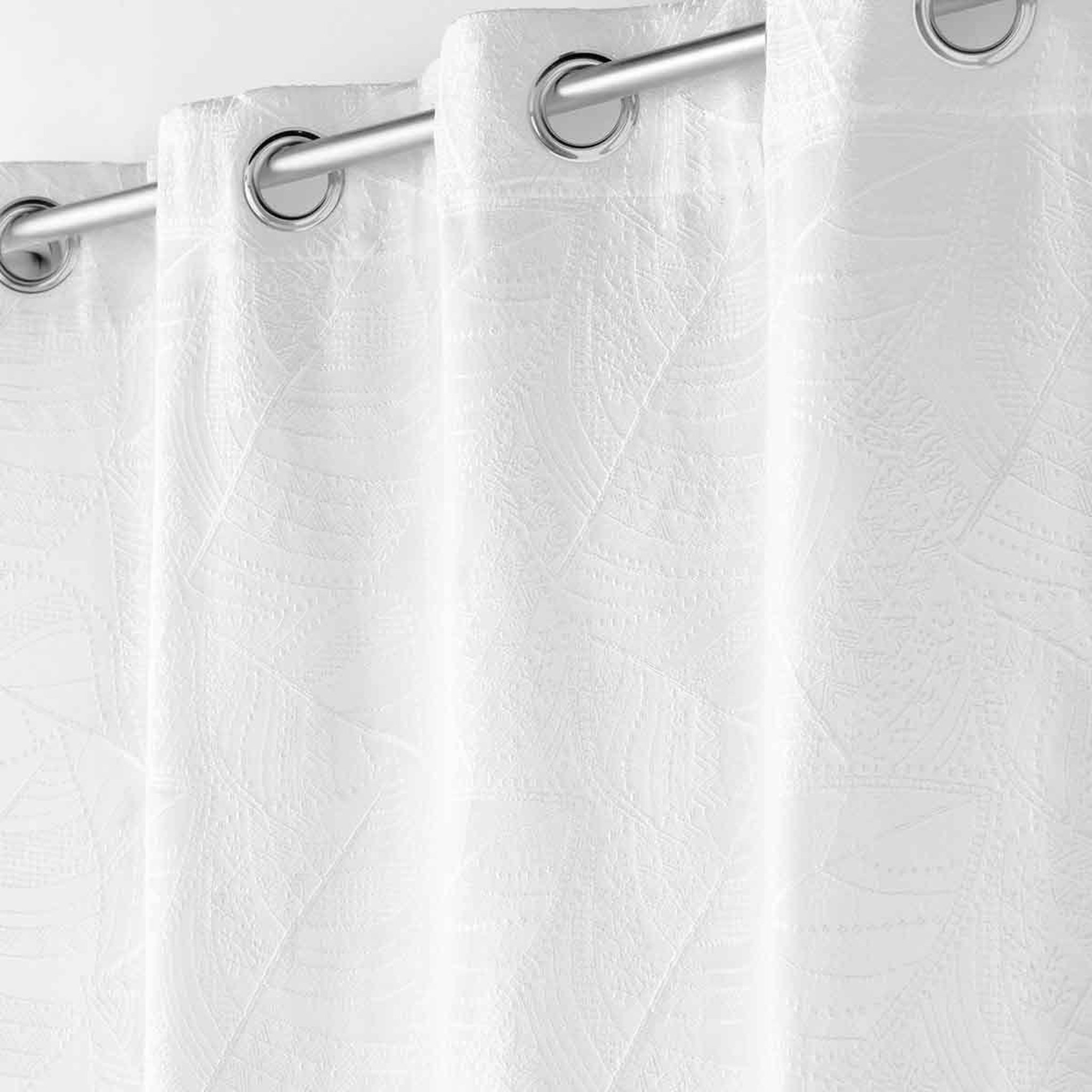 Voir la diapositive 2 : Douceur d'Intérieur Rideau à œillets jacquard  floriss  140x260cm blanc