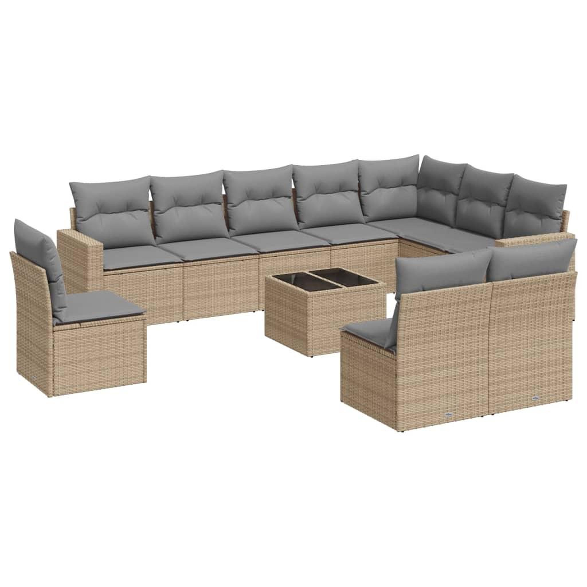 Voir la diapositive 2 : VIDAXL Salon de jardin 11 pcs avec coussins beige resine tressee