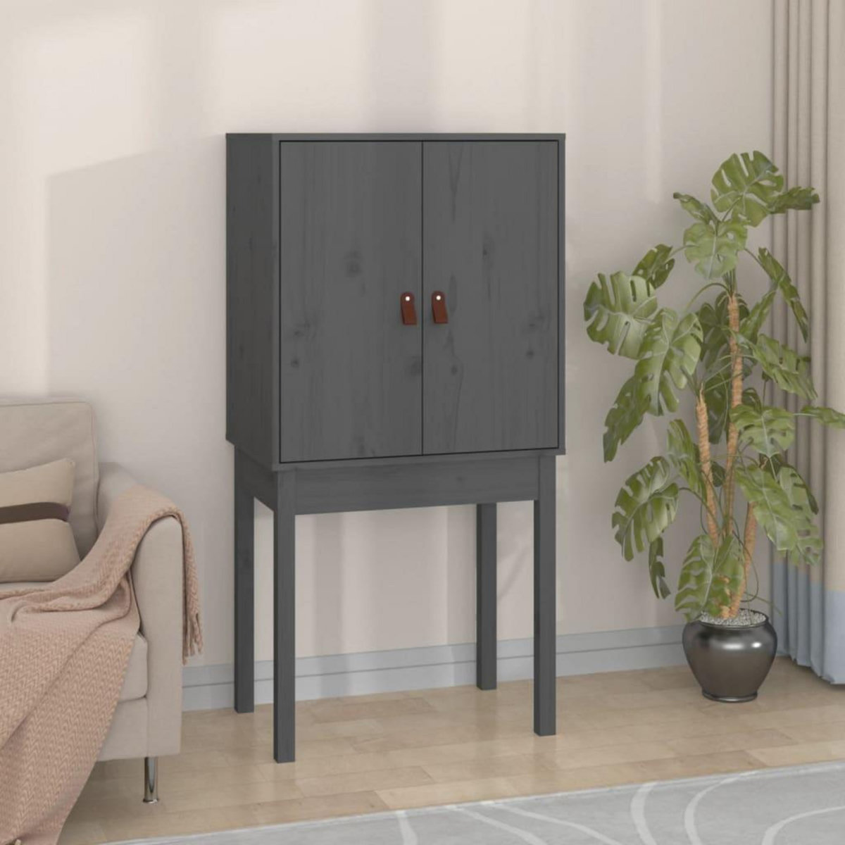 VIDAXL Buffet haut Gris 60x40x120 cm Bois massif de pin