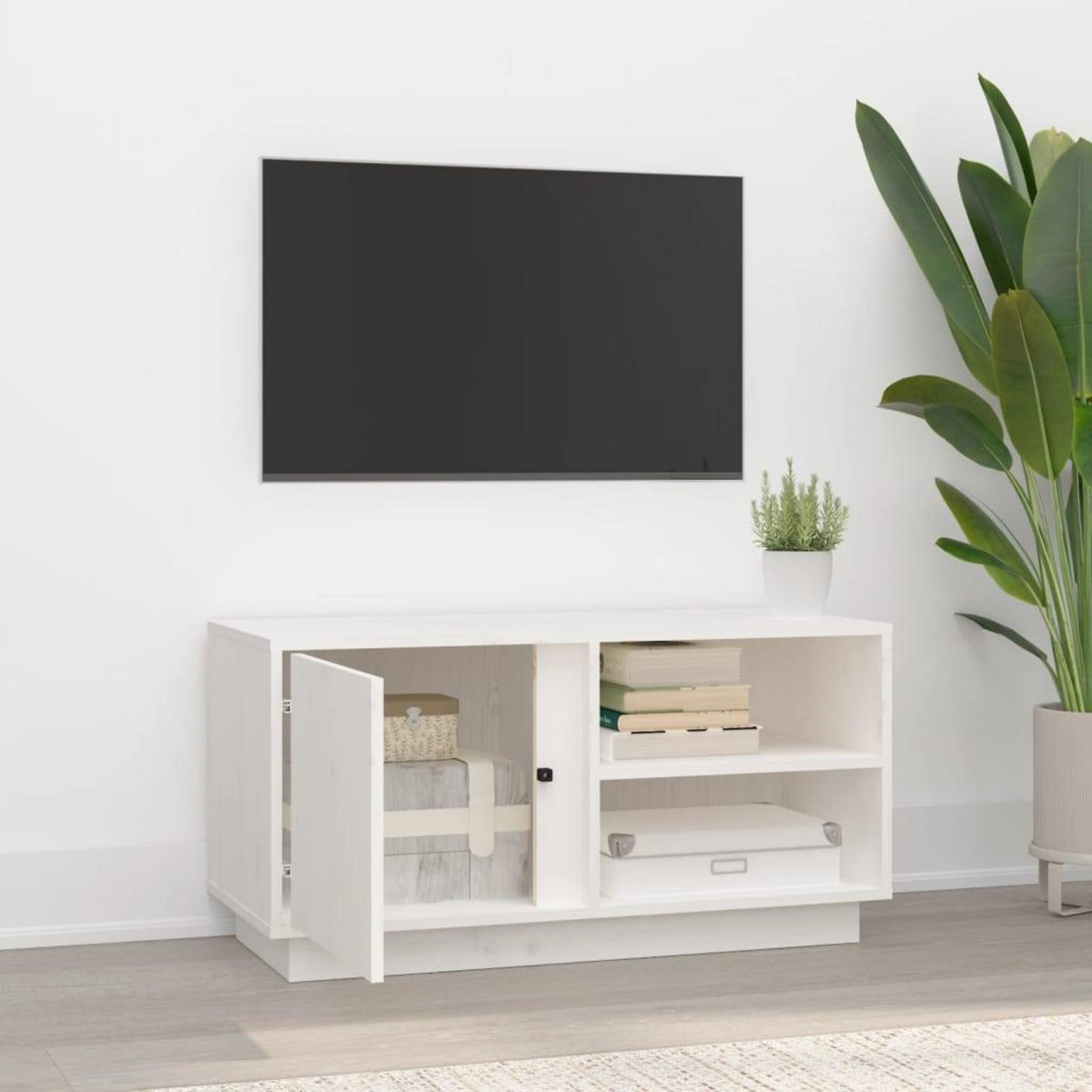 VIDAXL Meuble TV Blanc 80x35x40,5 cm Bois de pin massif
