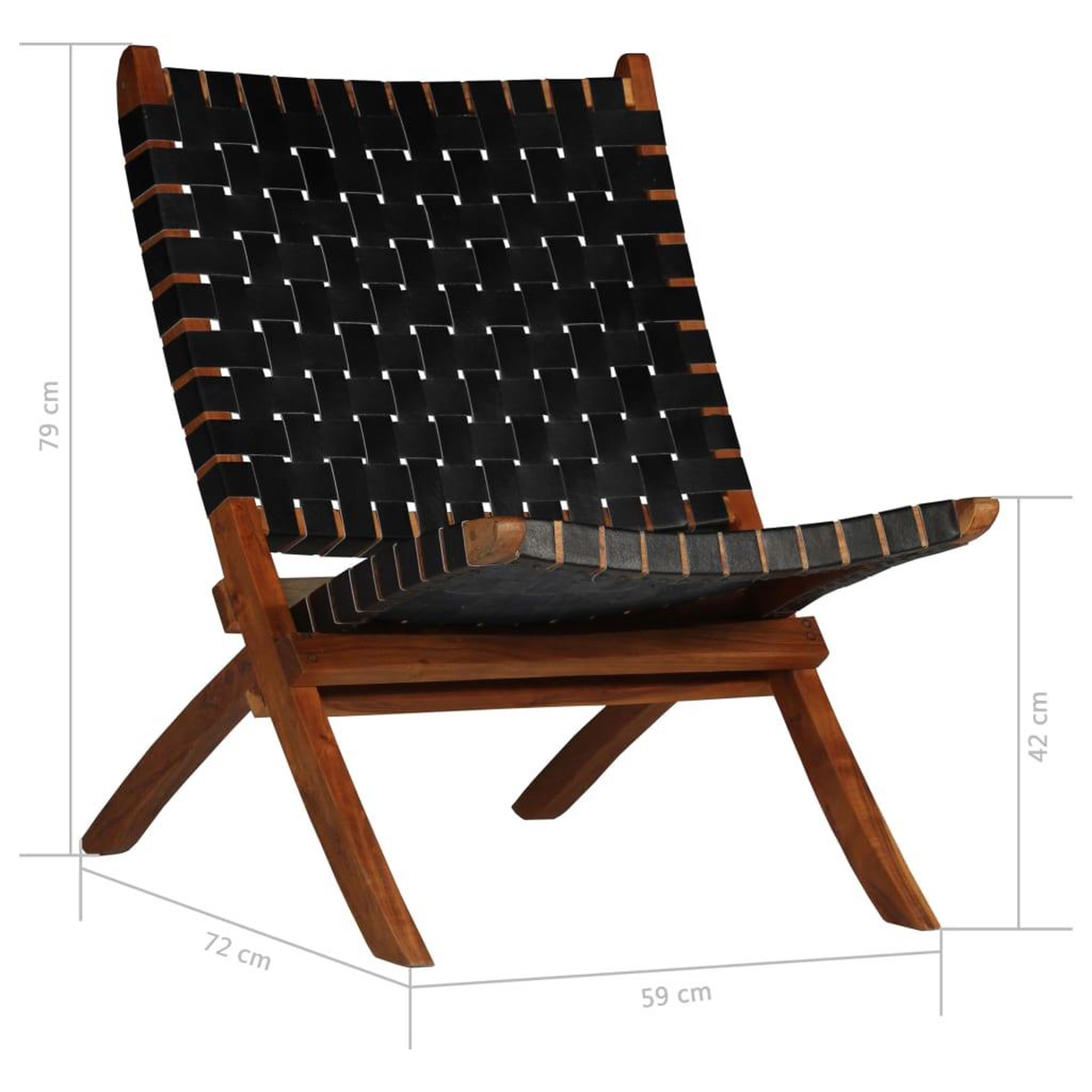 Voir la diapositive 6 : VIDAXL Chaise pliable bandes croisees noir cuir veritable